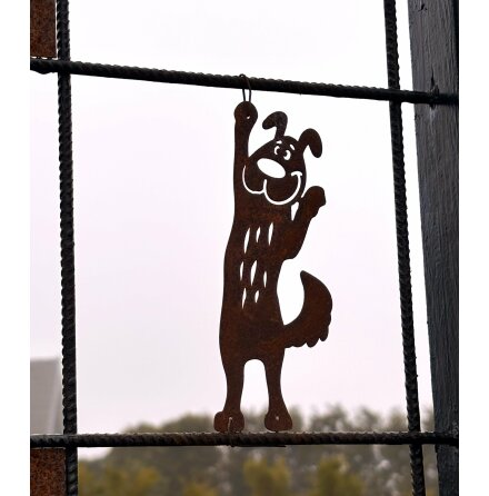 Skylt till armeringsjrn Klttrande hund Lind Decoration