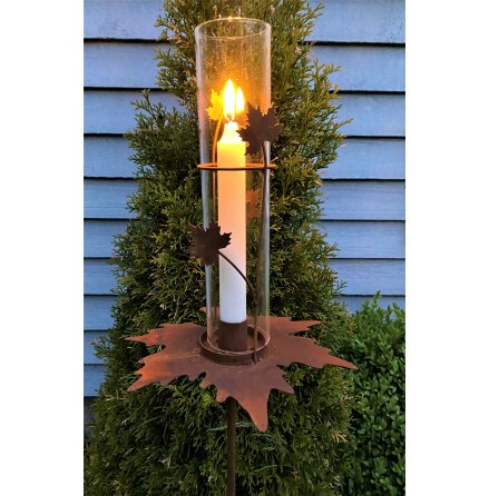 Ljusstake p� stav l�nn med glas Lind decoration